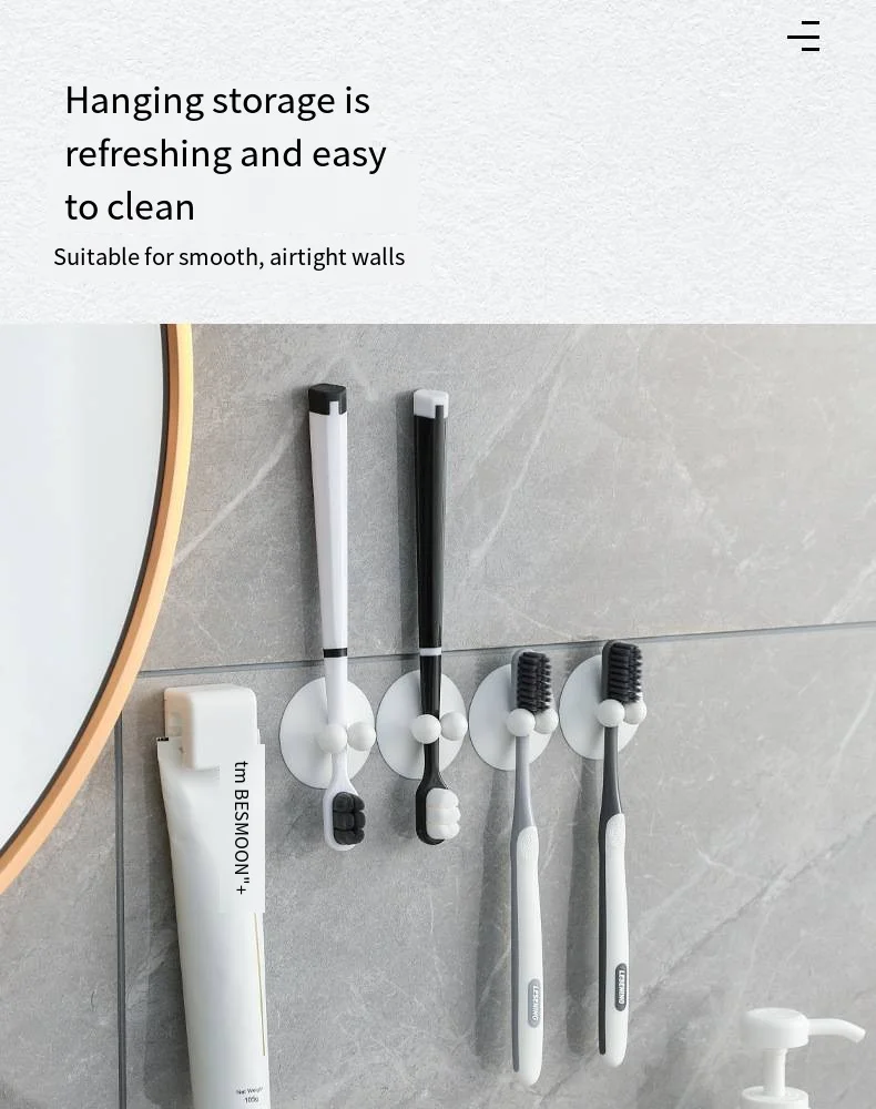 Perforation-free wall-mounted toothpaste shelf squeezes toothpaste cleanser clips Bathroom wall storage clips details