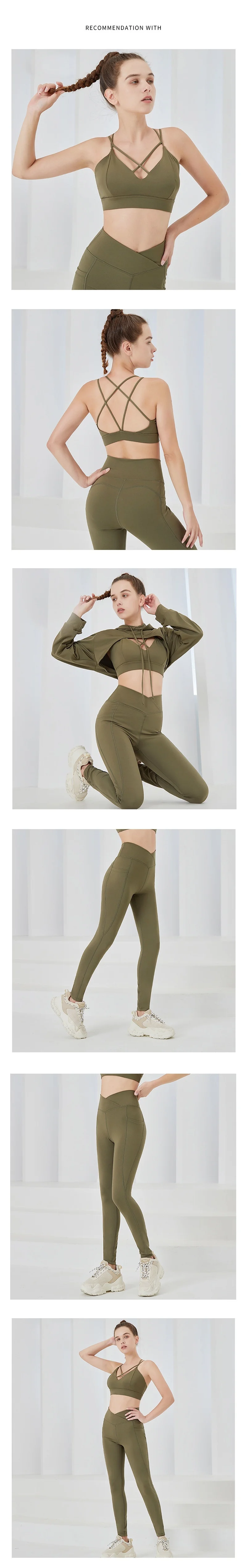 Women's Clothing  Activewear Fitness Yoga Sports Bra Long Sleeves Tops Scrunch Butt Leggings 3 Piece Sportswear Set For Women manufacture