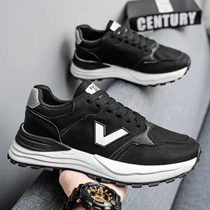 Wholesale Branded Casual Walking Shoes Men Fashionable Flat Women's Sports Footwear Black New Design Male Runner Sneaker Lady