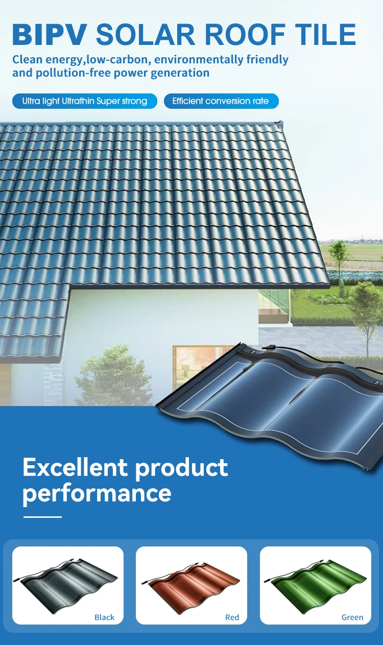 Red Curve Solar Tile Roof Double Glass Solar Panel For Building Roof Construction Solar Roof 2971