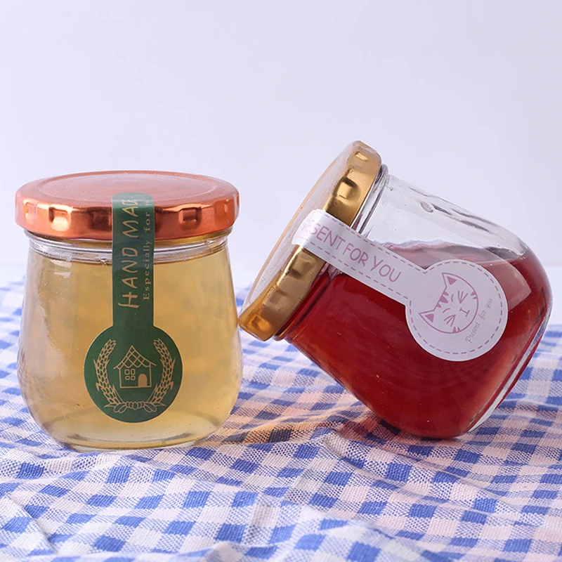 4oz Mini Yogurt Glass Jars With Mental Screw Cover Serving for Pudding Wedding Favors Honey Pot Milk Canister