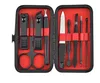 Conjunto rojo de 9 piezas.