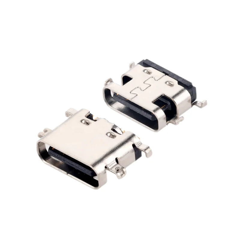 16-Pin SMT Female Type-C USB Connectors for Mobile Phone Charging Port Copper Stainless Steel Mid Mount PCB Usb Type C Jack