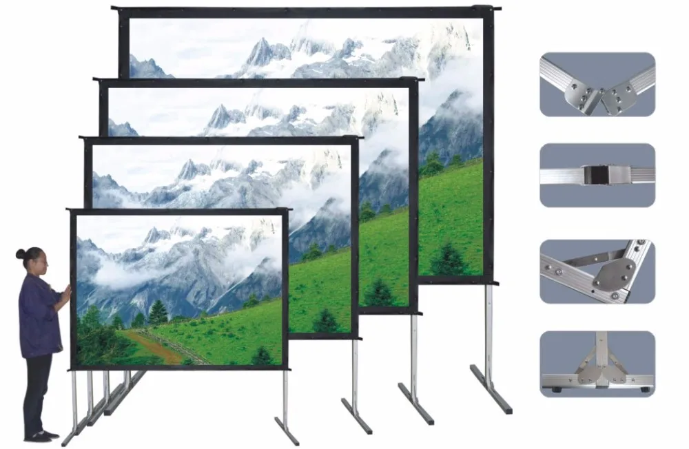 Fast Fold Portable Projection Screens Floor Standing Projector Screen for Business Trip or Presentation Use Screen