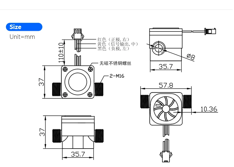 Water Level Liquid Flow Sensor Hall Flow Sensor Water Controller Dc 5 ...