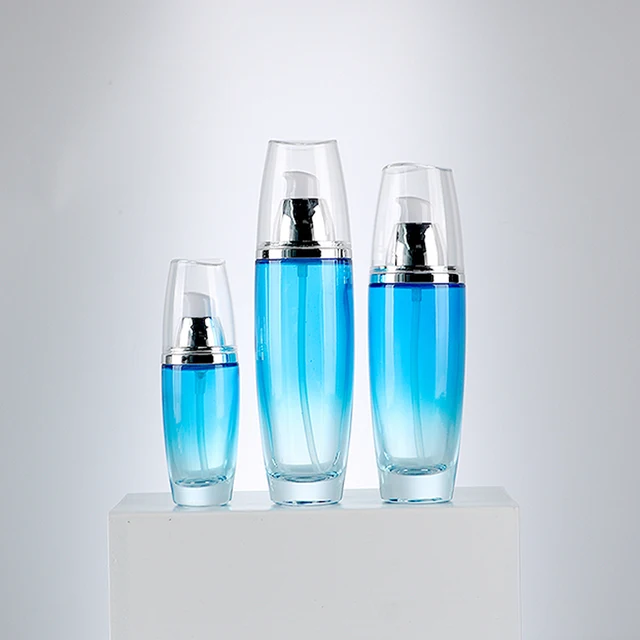 Sapphire-Elite 30g 120ml Blue Glass Skincare Bottle + Electroplating for Glacier Nourishing Essential Oil