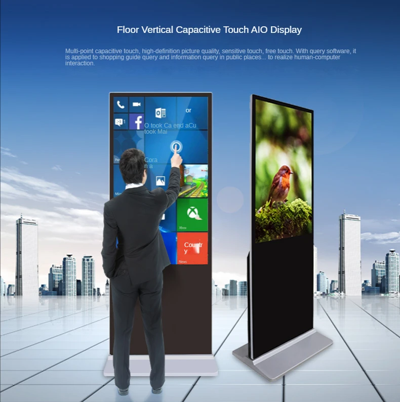 Reasonable Price Retail Store Display Digital Signage and Displays Ppi Interactive Floor Stand Android Kiosk Touch Screen Black
