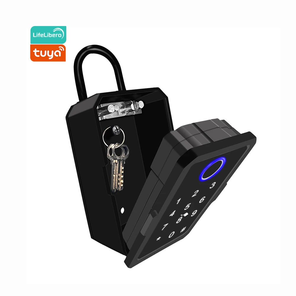 Smart Key Lock Box Tuya TTlock App WiFi Electronic Waterproof Wall Mount Fingerprint Door Lock Security Air Bnb Lock Box