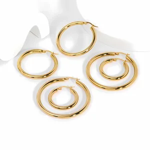 JINYAN Women Classic Stainless Steel Hoop Earrings Hypoallergenic Everyday Jewelry