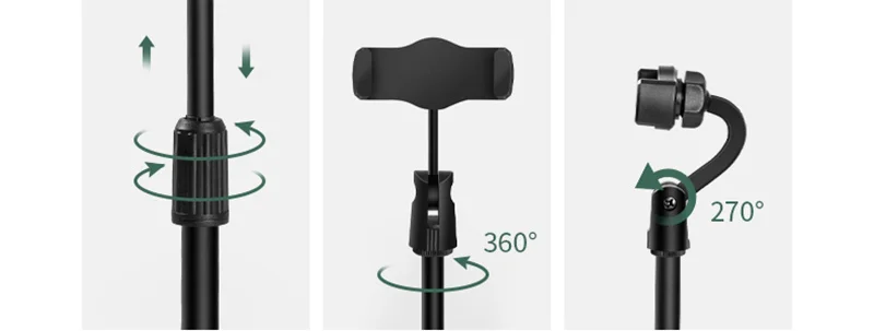 2 in 1 Mobile Phone Holder Tablet Stand Desk 360 Rotate for Desktop Live Streaming Overhead Shoot Video Round Base
