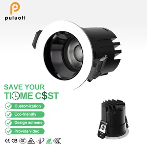 High Quality 15W 75mm Gun Black COB LED Spot Down Light Modern Design Aluminum Ceiling Recessed Spot Light for Office Home Hotel