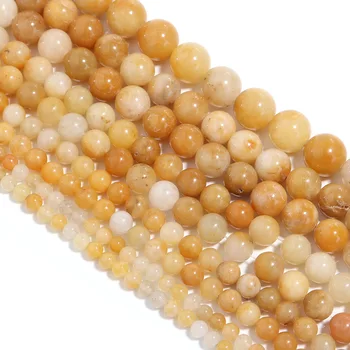 Wholesale natural precious stone loose gemstone round beads old style yellow jade beads for bracelet necklace jewelry making