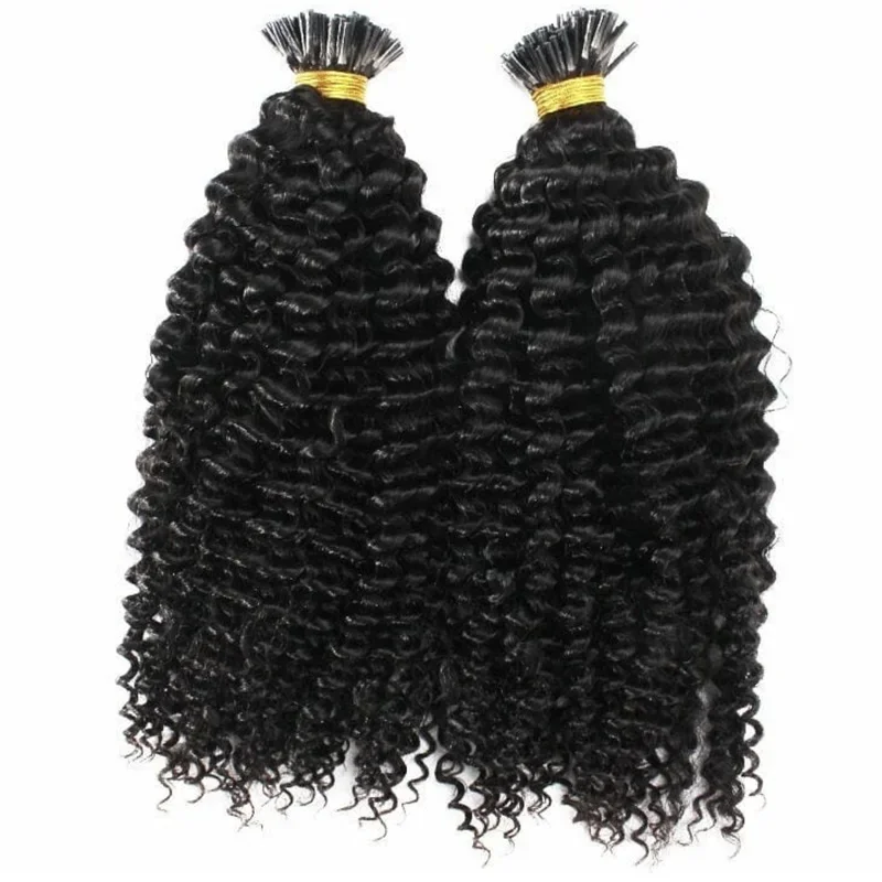 Extension i-tip capelli veri kinky curly brasiliani 100 pezzi_voghion.com