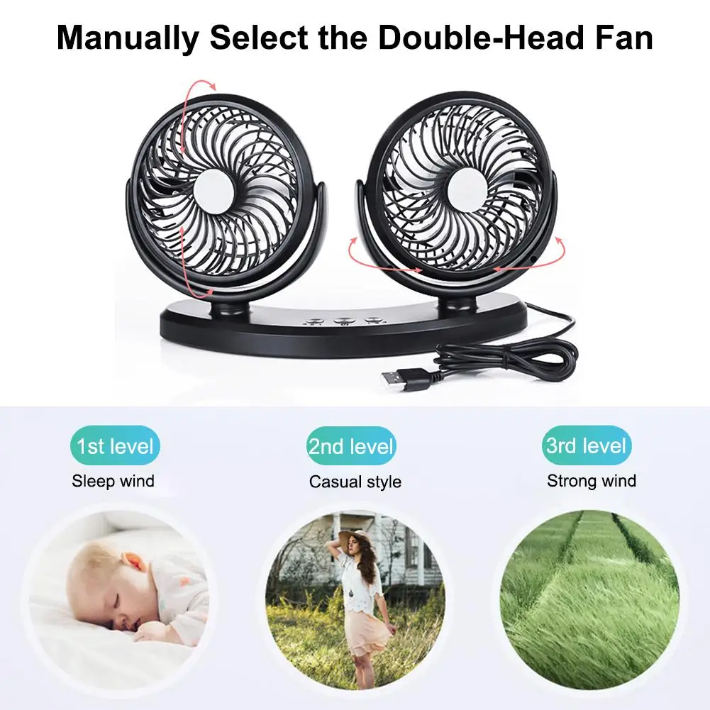 thumbnail image 2 of Dual Head Car Fan With 360° Rotation - 24V Portable Cooling For Cars, SUVs & Trucks 2 of 9