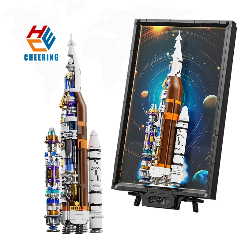 23021 Space Odyssey Rocket Series Home Decoration Painting ABS Plastic Toys Building Block CHINAROCKET With LED Light DIY Bricks