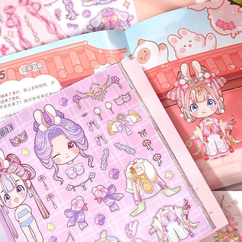 Simno Kawaii Borderless Die Cut Stickers Chinese Style Cute Girl Reusable Dress up Stickers Book