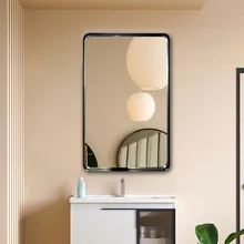 Home Decorative Wall Mirror, Hotel Bathroom Wall Hanging Decorative Black Rectangular Dressing Mirror