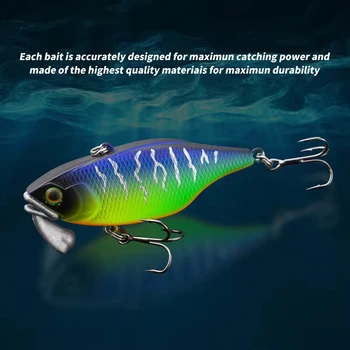 Cheery 60mm/18g Hard Artificial Plastic Bait Sinking VIB Lure Rattle Beads Wobbler for Carp Fishing Printed for Bass Trout Fishi – Hard Lure – view 4