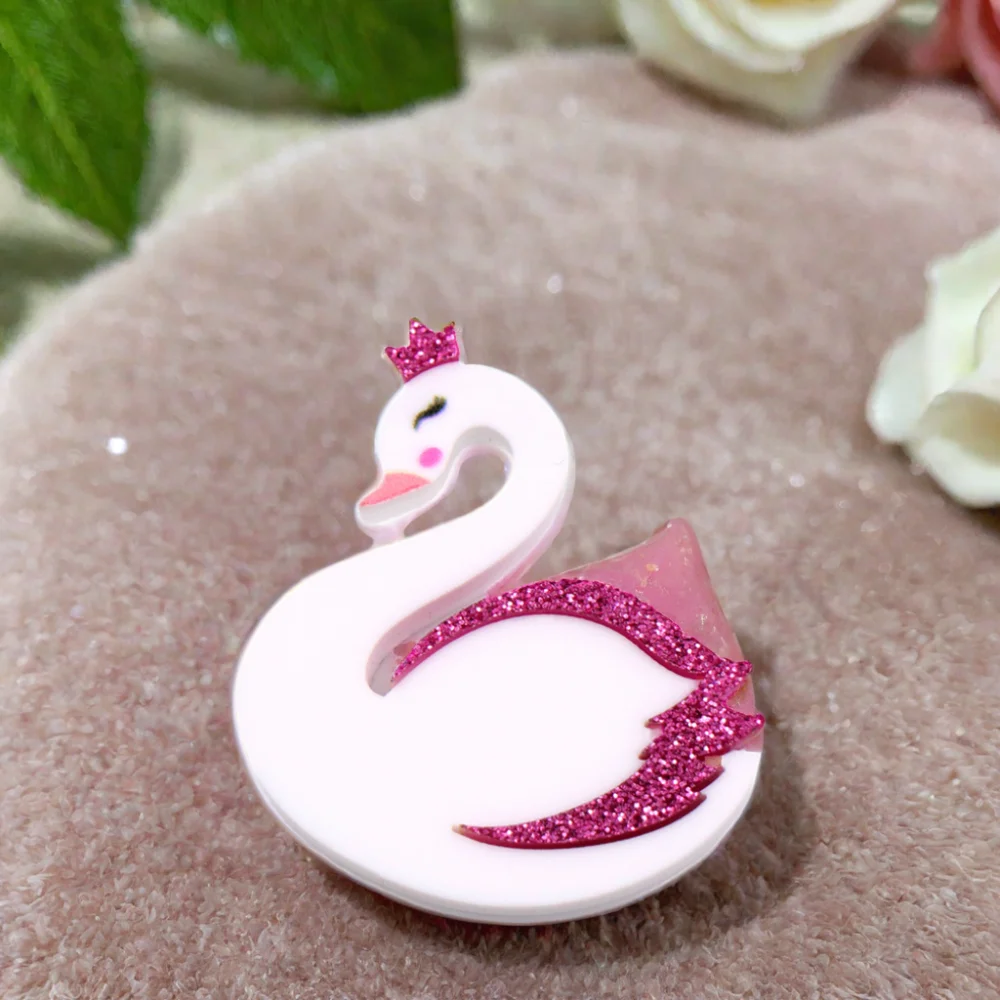 2024 Best Selling Summer Women's Acrylic Coat Brooch Beautiful Swan Series Handmade High Quality Accessory Custom Inlay Free manufacture