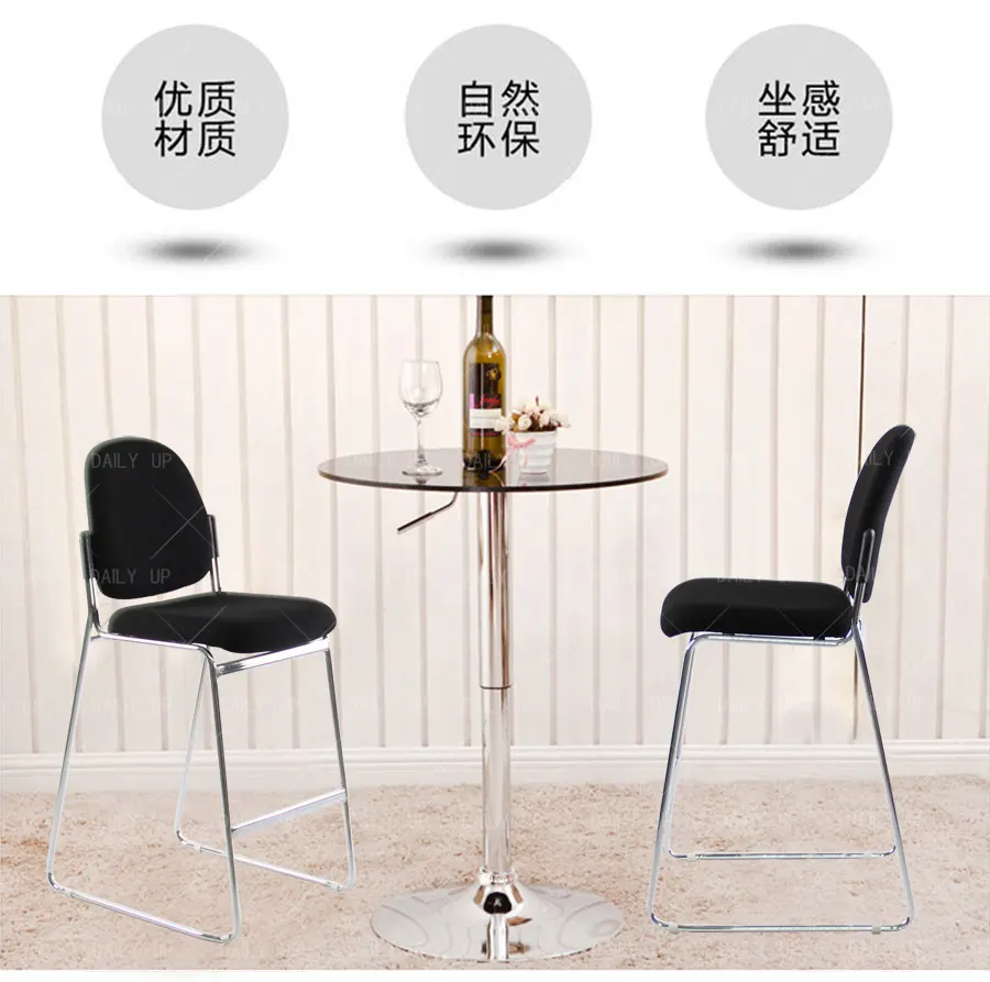 Stackable High Bar Chair With Fabric Cushion Sled Metal Frame Kitchen Dining Chair With Footrest For Counter And Restaurant Bar