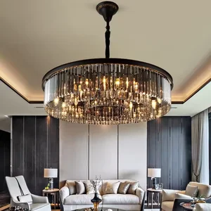 Zeal Lighting Decoration Modern Crystal Pendant Lights Living Room Luxury Black Chandelier with Crystal