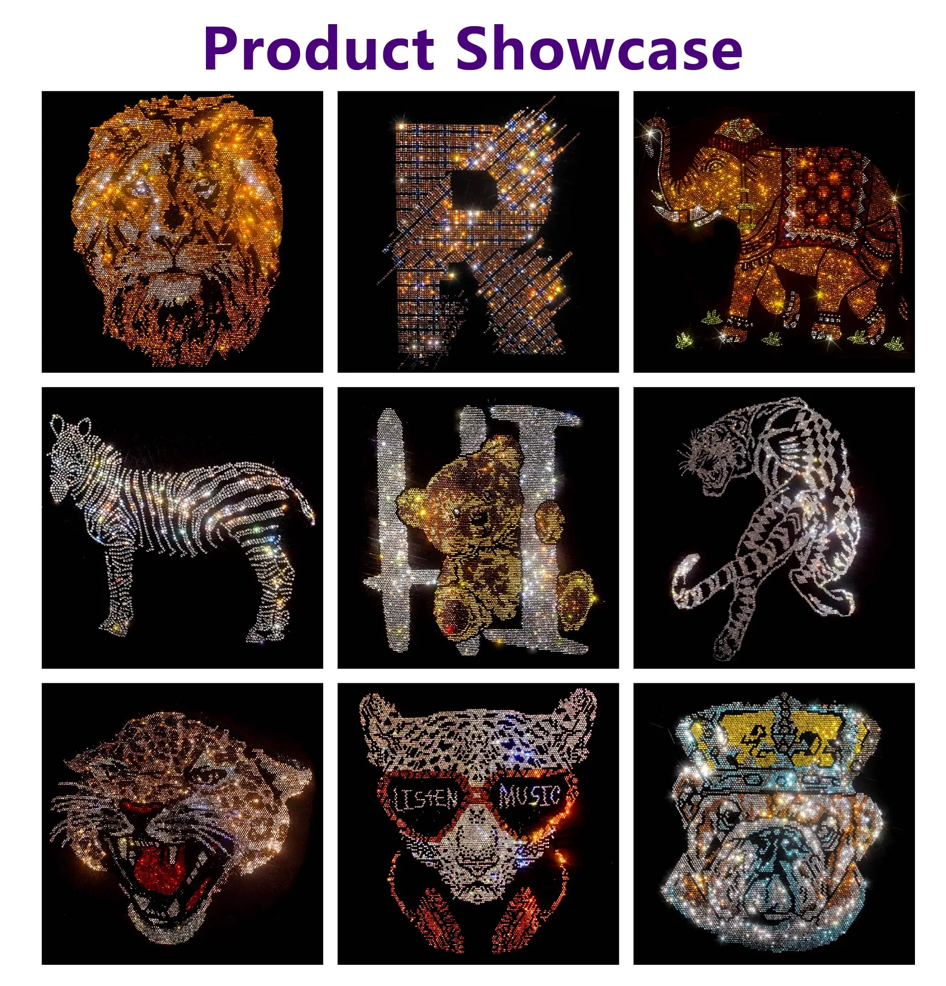 Hongcai Custom Rhinestone logo Heat Transfer Design Color Rhinestone ...