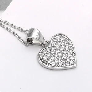 Simple Fashion 925 Sterling Silver Jewelry Pendants 3A Cubic Zirconia Micro Pave Love Heart CZ Pendant