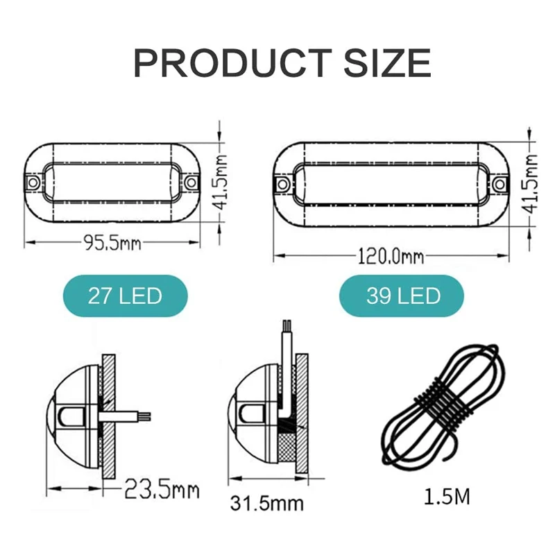 Marine Led Boat Underwater Pontoon Transom Light 42 Led Polished