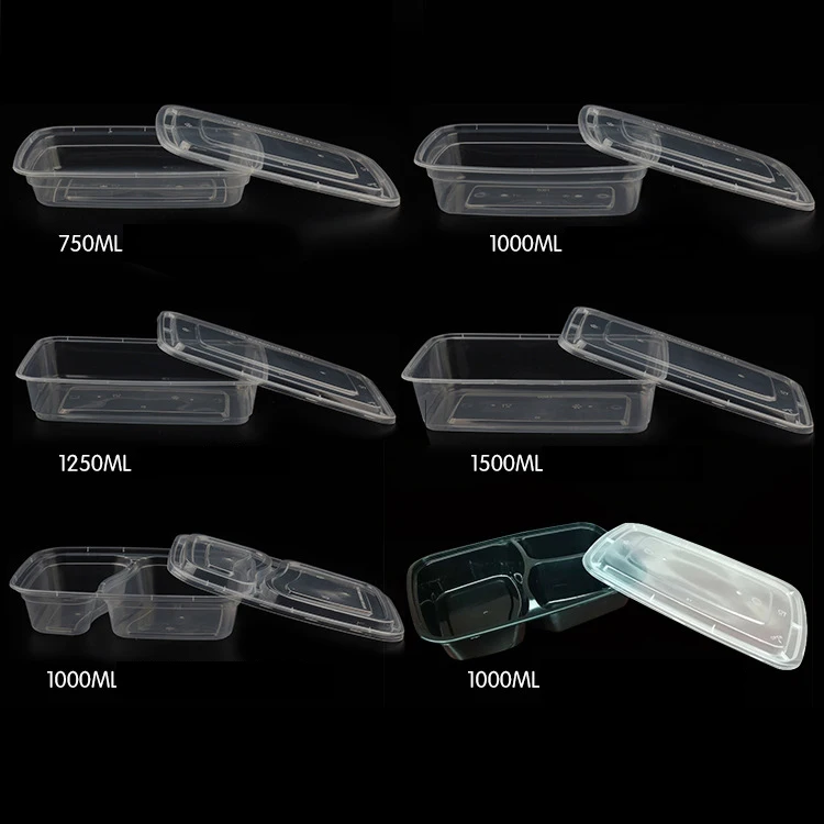 Food grade disposable container plastic fast food lunch boxes, take away food container 650ml 750ml 1000ml 1250ml