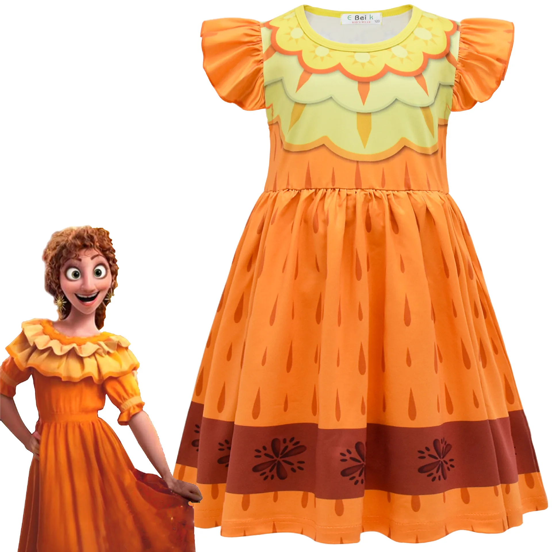 2022 Encanto Pepa Mirabel Isabella Princess Dress for Girls 