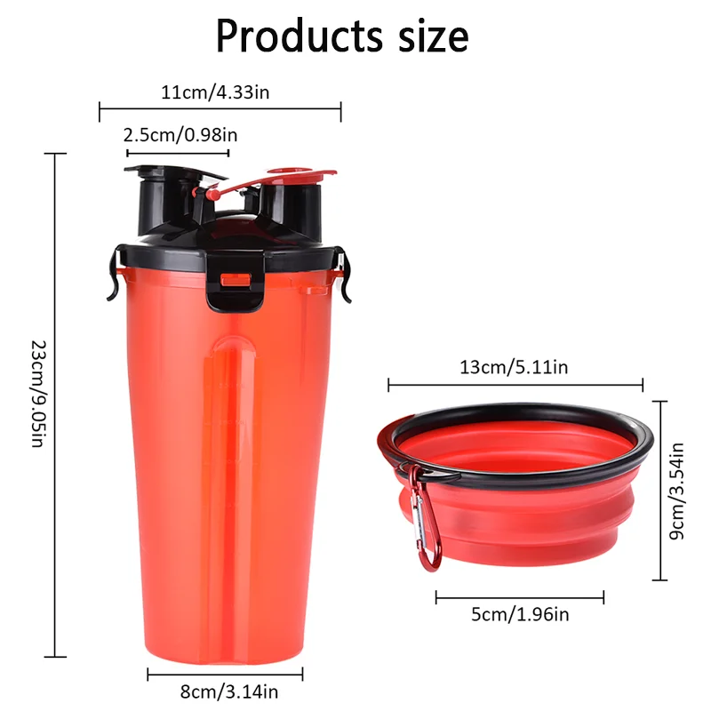 2023 Wholesale 2 In1 Collapsible Storage Container Dog Bowl Travel Pet Food Water Bottle Pet