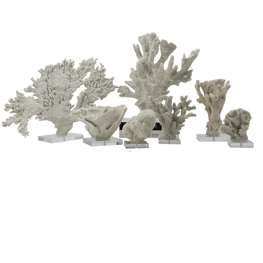 Hampton Luxury Coastal Resin Coral Decor with Acrylic Base Home Decoration Using supplier