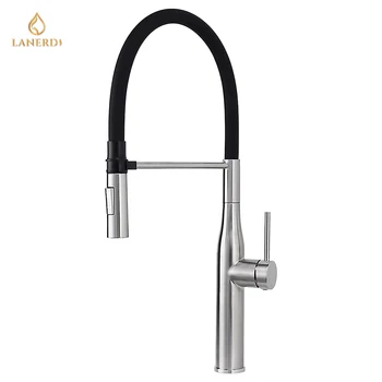 China Kitchen faucet Manufacturer Hot and cold Single Handle Silicone Stainless Steel Pull Down Kitchen Faucet OEM & ODM