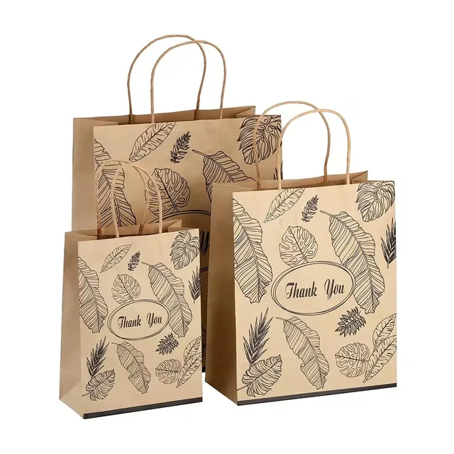 Kraft Paper Bag Black Gift Shopping Paper Bag With Logo For Clothing Custom Packaging Bag Wholesale