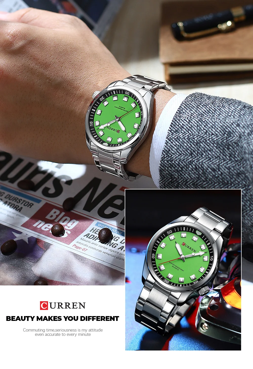 CURREN 8451 Original Watch for Mens Quartz Watches Stainless Steel Band Luminous Wristwatches Chronograph Luxury Wrist Watch