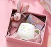 pink Little flower cup bunny pendant card