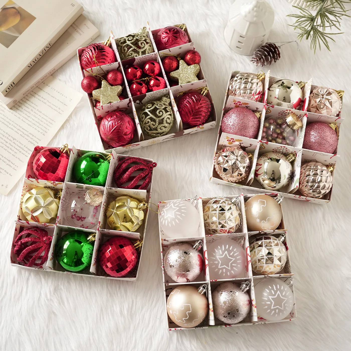 כדוריות פלסטיק לכריסמס בקוטר 6 ס