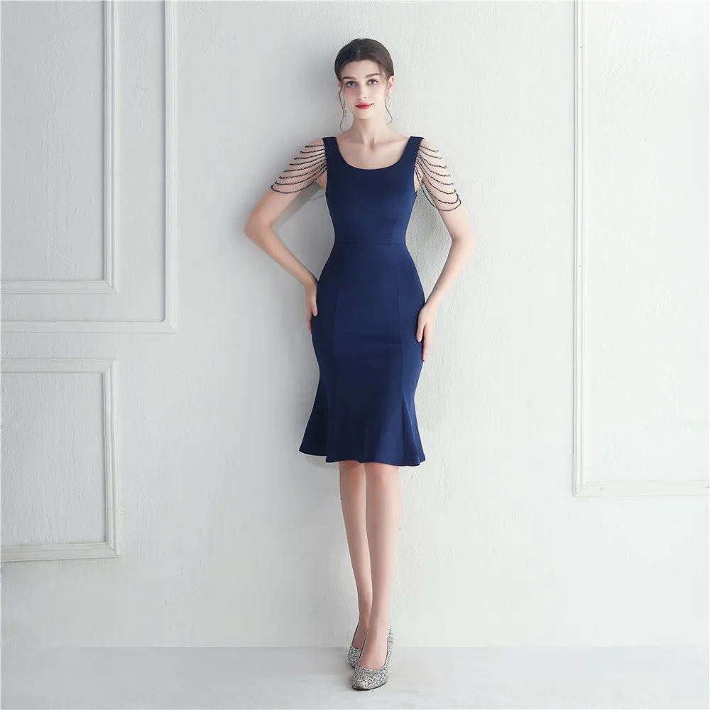 short beaded bridesmaid dresses Sweetheart Short Sleeves Beaded Lace Short Wedding Dress QW2371 US16 / Custom Color main image 0