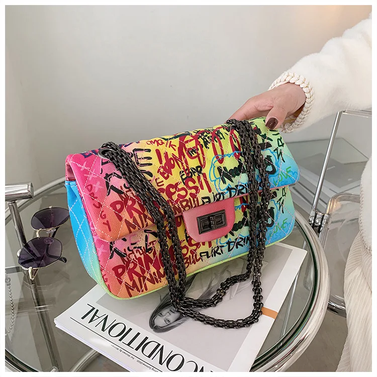 20222 High Quality Graffiti Handbag Women Brand Shoulder Bag