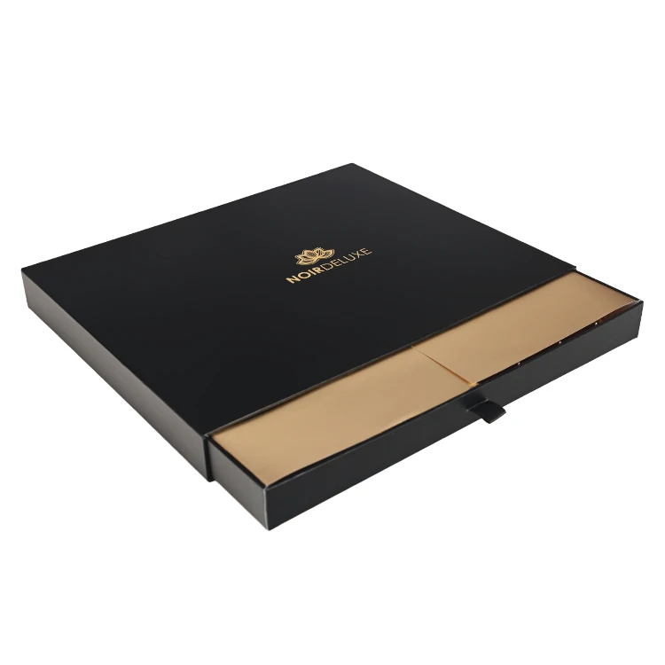 Custom Recyclable Slide Drawer Chocolate Cardboard With Golden Dividers High End Baklava Truffle Chocolate Gift Box