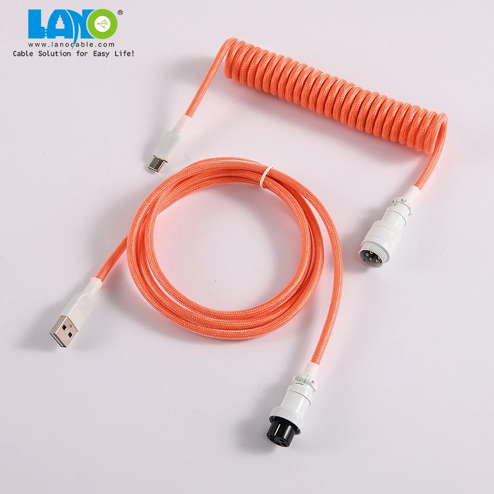 Спиральный механический кабель для клавиатуры techflex GX16 aviator usb c, авиационная пружина с двойными рукавами и катушкой type-c
