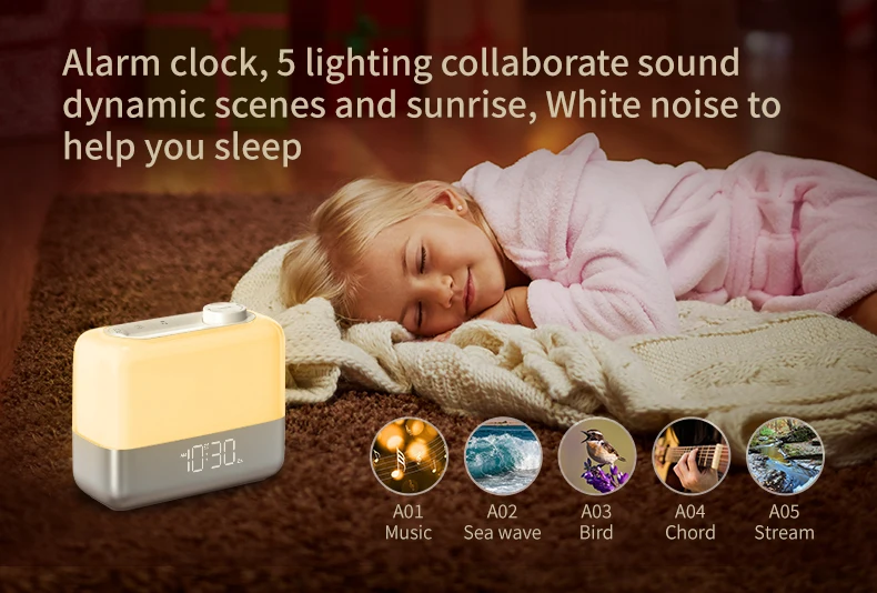 Sleep Disorder Digital Alarm Clock with Snooze Function Gradual Wake-Up ...