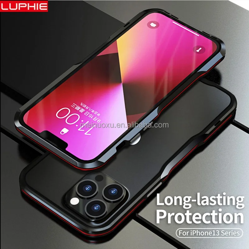 For iphone 15 14 13 12 pro max LUPHIE Shockproof Armor Metal Bumper Case  Cover