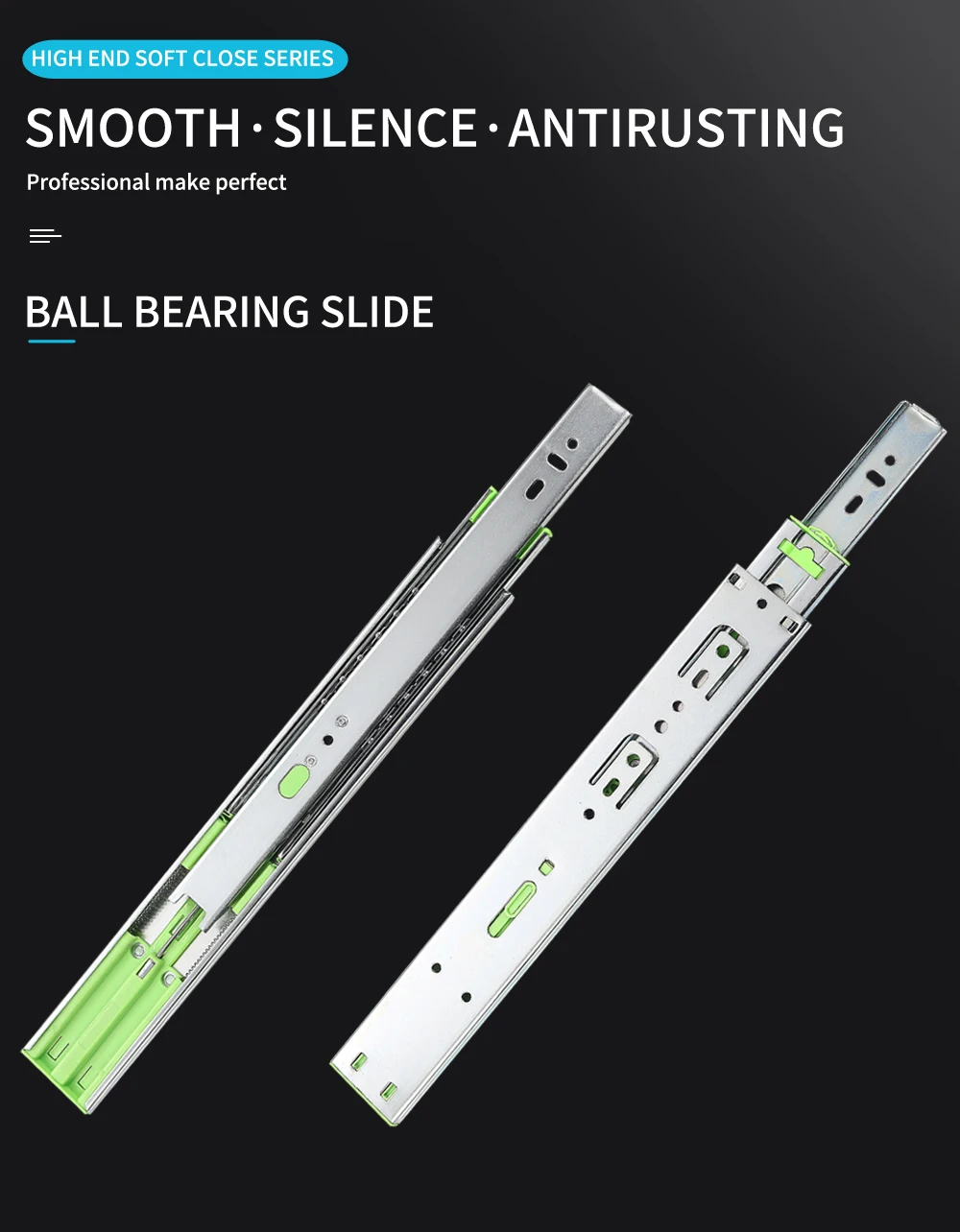 Soft Close Drawer Slide Furniture Ball Bearing Telescopic Slide Auto