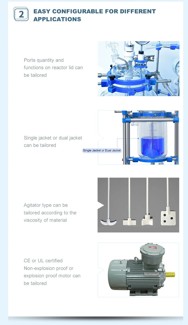 Certified 10L Glass Jacketed Reactor Lab Glass Reactor Jacketed Glass Reactor For Sale supplier