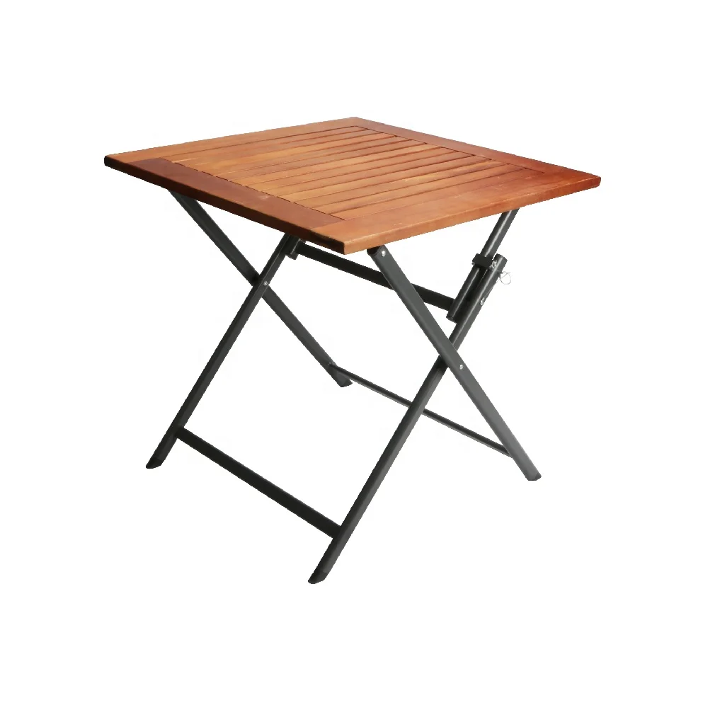 Лидер продаж 2021, складной деревянный стальной металлический стол для сада и улицы