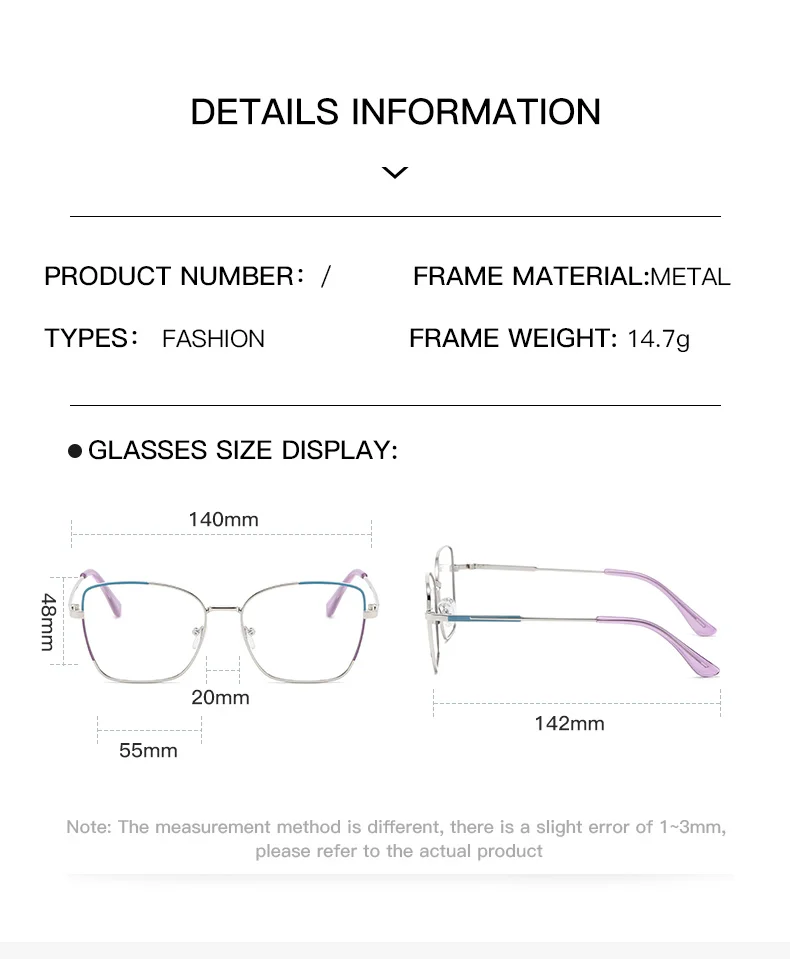 Fashionable New Box Photochromic Anti Blue Light Glasses Metal Large ...