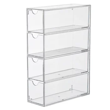 Acrylic Glasses Storage Organizer Multi-functional Stackable Display Holder Dust Proof Desktop Stationery Drawer Organizer