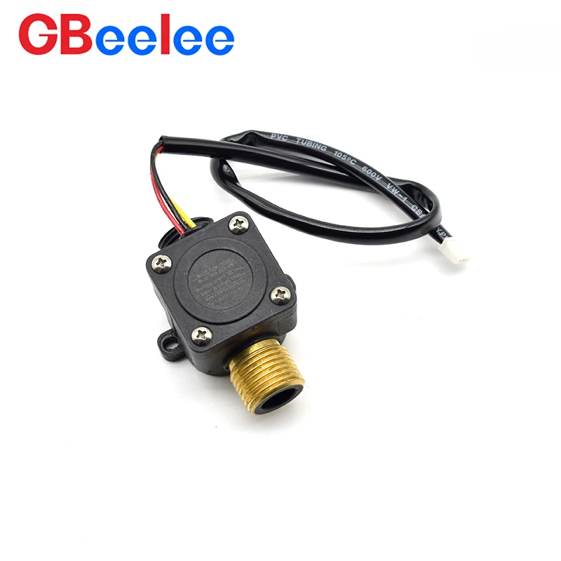 1-30L/min 3 Wires G1/2 Water Dispenser Flow Switch Turbine Type Flow Meter Copper Shell Threaded With NTC 50K Hot Water Sensor