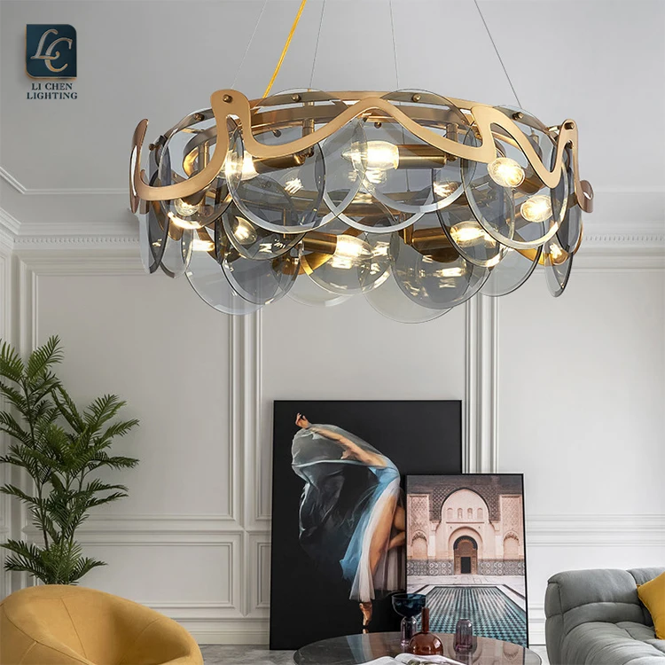 P0012 High Quality Residential Decorative Dining Room Glass Luxury LED Chandelier Lamp   